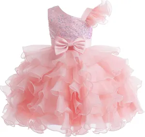 Miipat Girls Pageant Party Dress Ruffle Flower Kids Wedding Ball Gown Sequin Formal Princess Dress 4-9 Years