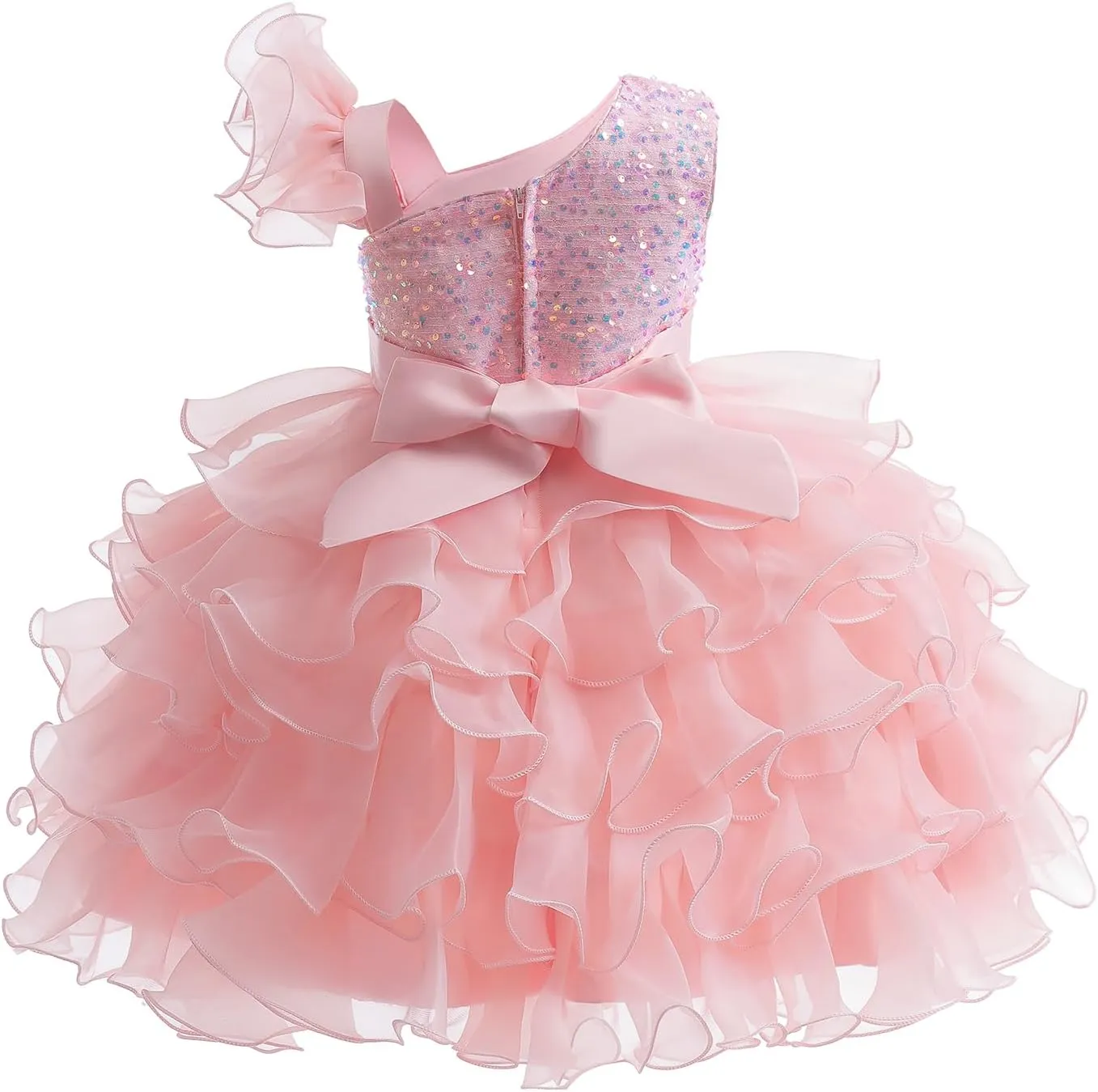 Miipat Girls Pageant Party Dress Ruffle Flower Kids Wedding Ball Gown Sequin Formal Princess Dress 4-9 Years