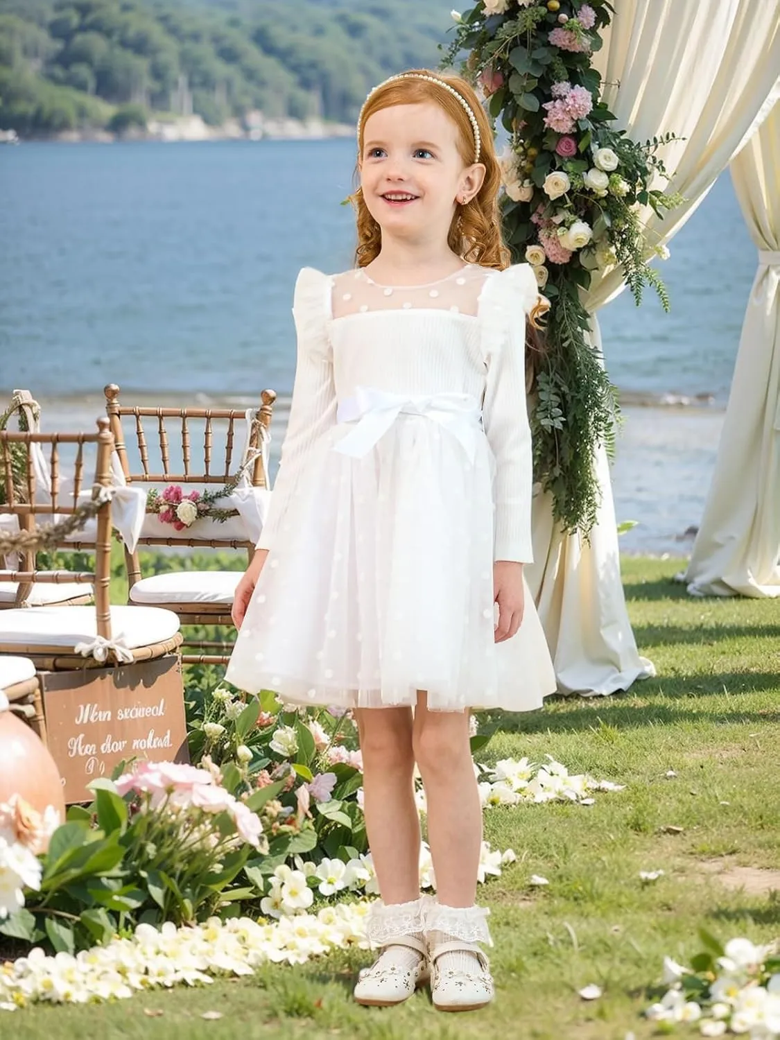 Miipat Toddler Girls Tulle Dress Long Sleeve Tutu Dress Little Kids Ruffle Party Princess Dress