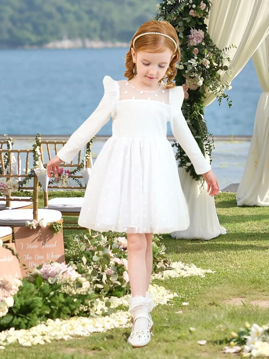 Miipat Toddler Girls Tulle Dress Long Sleeve Tutu Dress Little Kids Ruffle Party Princess Dress