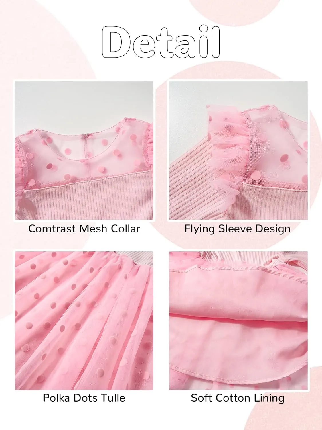 Miipat Toddler Girls Tulle Dress Long Sleeve Tutu Dress Little Kids Ruffle Party Princess Dress
