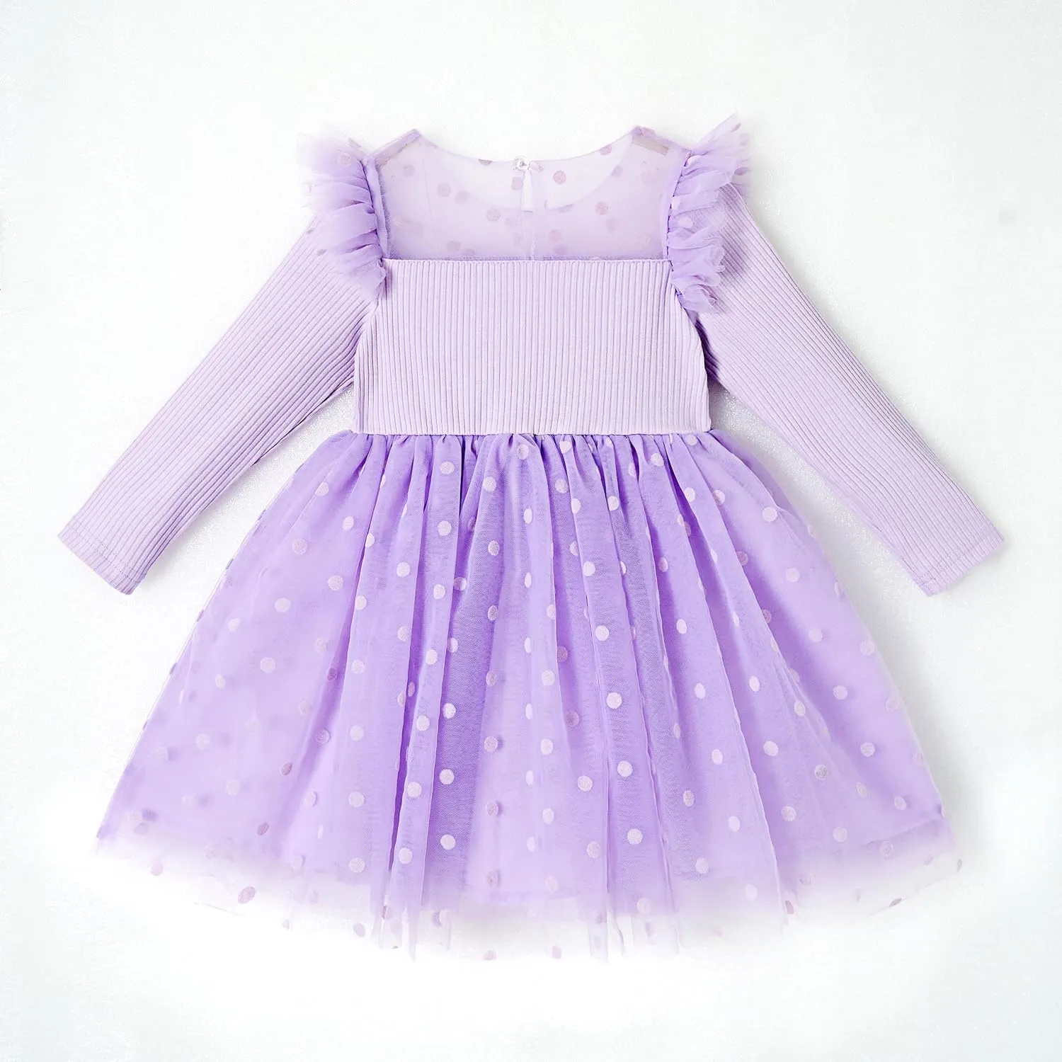 Miipat Toddler Girls Tulle Dress Long Sleeve Tutu Dress Little Kids Ruffle Party Princess Dress