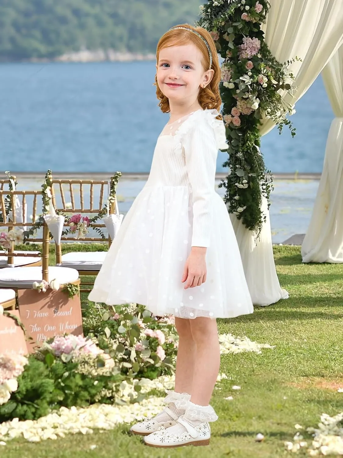 Miipat Toddler Girls Tulle Dress Long Sleeve Tutu Dress Little Kids Ruffle Party Princess Dress