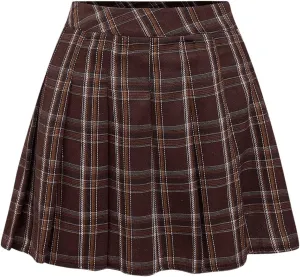 Milumia Women's Plaid Pleated A Line Skirt High Waisted Skater Short Mini Skirts