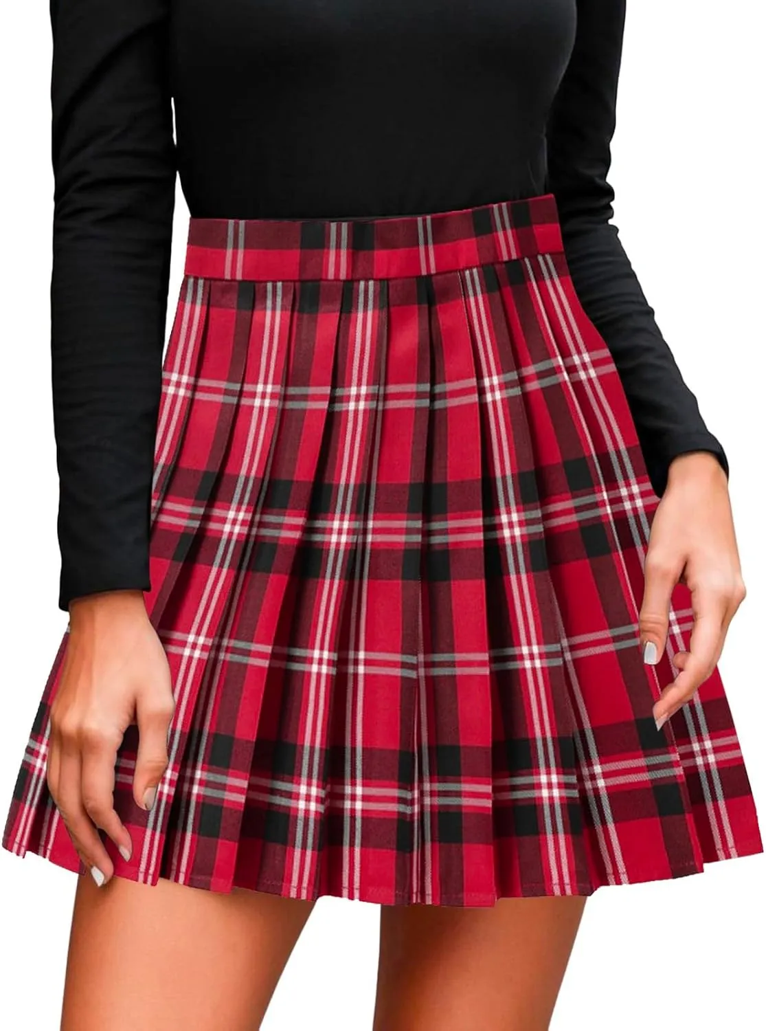 Mini Pleated Skirts for Women High Waisted School A-Line Skirts Casual Uniform Mini Skirt