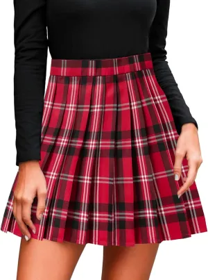 Mini Pleated Skirts for Women High Waisted School A-Line Skirts Casual Uniform Mini Skirt