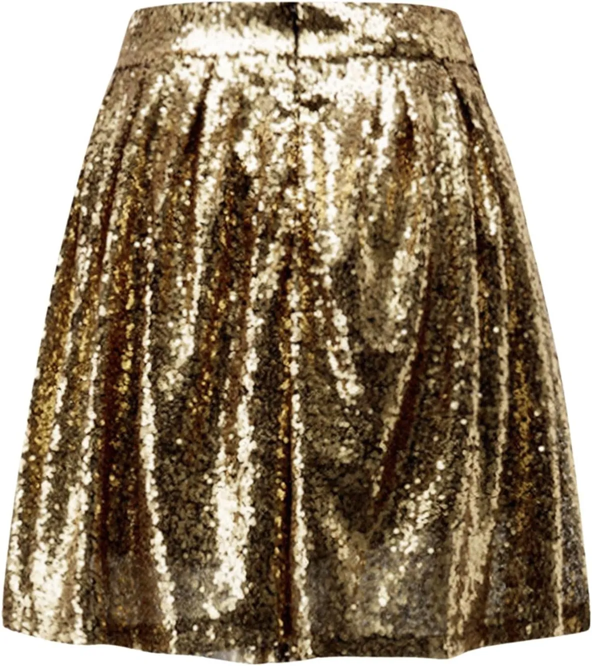 Mini Skirt Women's Fashion High Waist Pleated Solid Color Short Skirt Loose Sequin Skirt Flowy Sexy Mini Skirt