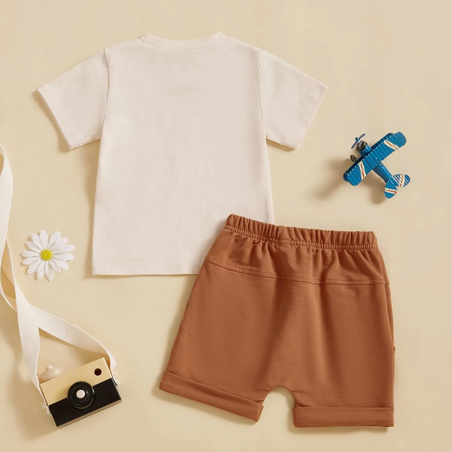 Murnouche Toddler Baby Boy Summer Clothes Excavator Print Letter T Shirt Casual Shorts Set