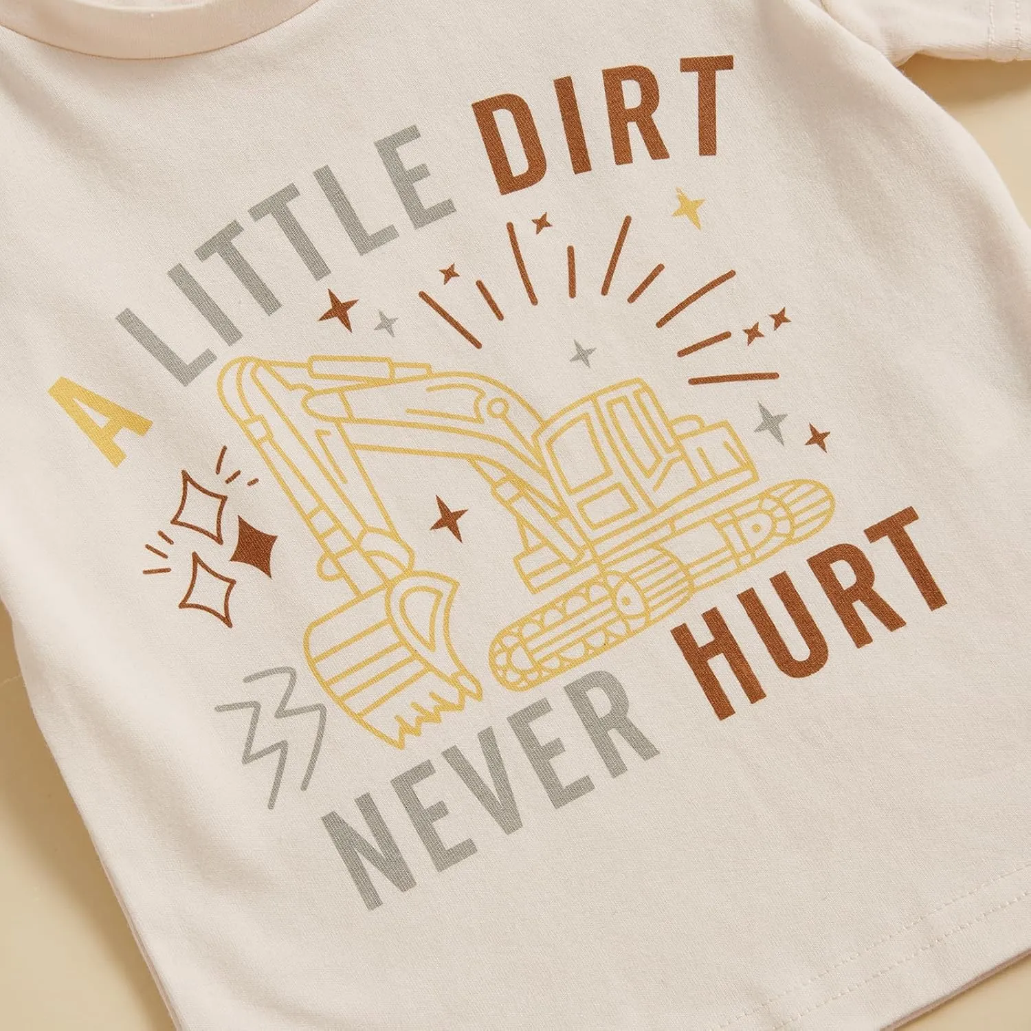 Murnouche Toddler Baby Boy Summer Clothes Excavator Print Letter T Shirt Casual Shorts Set