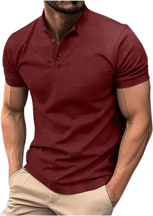 Muscularfit Mens Henley Shirts Short Sleeve Button Down Shirt Big and Tall Solid Summer Tshirt Big and Tall Athletic Work Tee