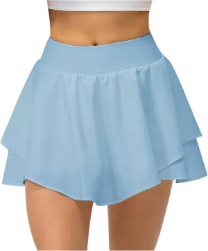 NaRHbrg Y2K Ruffle Short Skirt for Women's Low-Waisted Sexy A-Line Mini Skirt Beachwear Club Party Skorts Mini Skirts