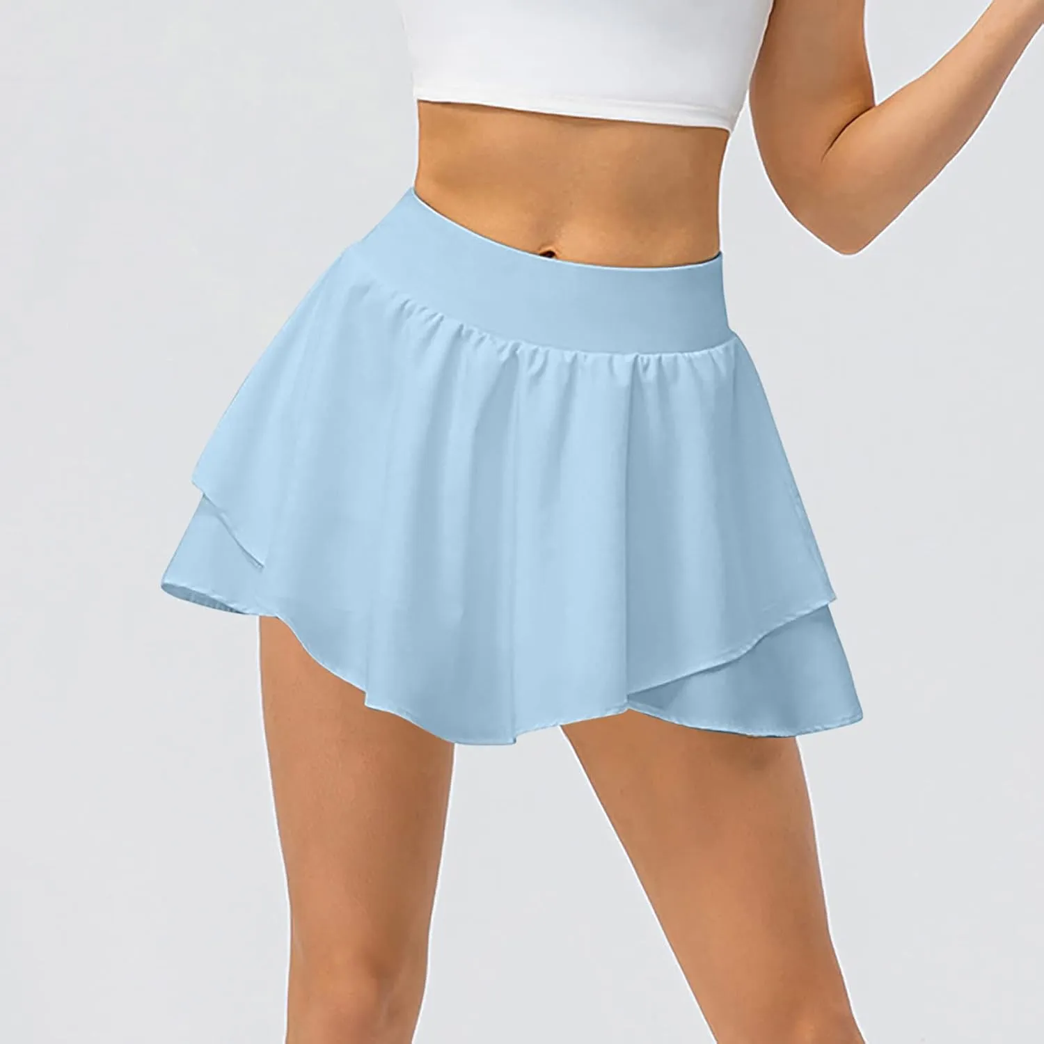 NaRHbrg Y2K Ruffle Short Skirt for Women's Low-Waisted Sexy A-Line Mini Skirt Beachwear Club Party Skorts Mini Skirts