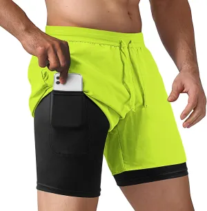 NIMOJIRO Men's 2 in 1 Running Shorts Workout Athletic Training Gym Outdoor Sports Shorts