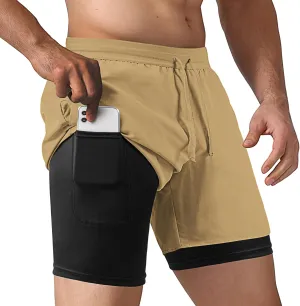 NIMOJIRO Men's 2 in 1 Running Shorts Workout Athletic Training Gym Outdoor Sports Shorts