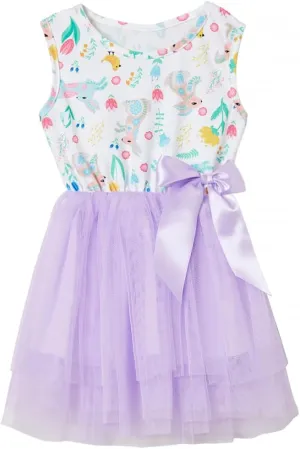 Niyage Little Girls Sleeveless Floral Princess Dress Tulle Tutu Sundress
