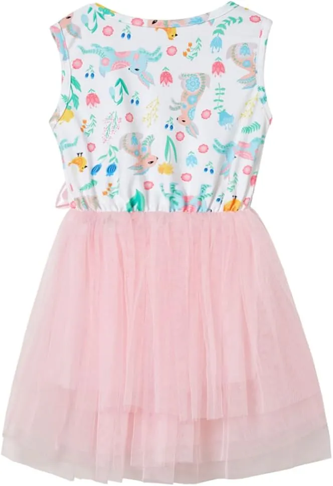 Niyage Little Girls Sleeveless Floral Princess Dress Tulle Tutu Sundress