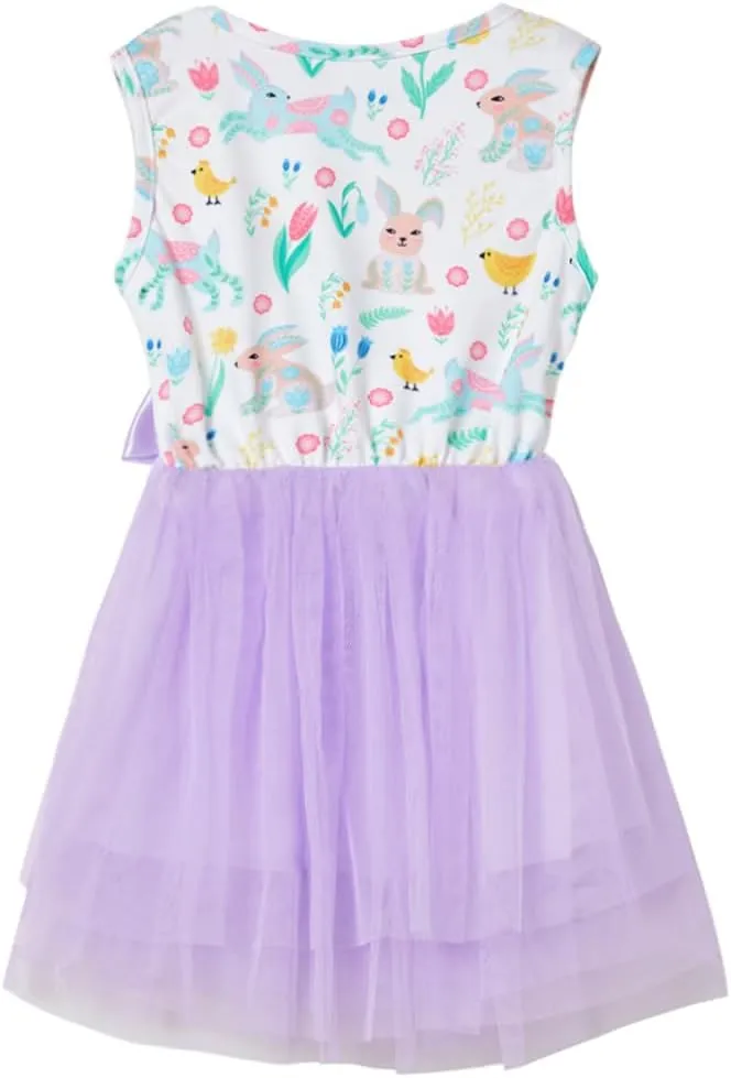 Niyage Little Girls Sleeveless Floral Princess Dress Tulle Tutu Sundress