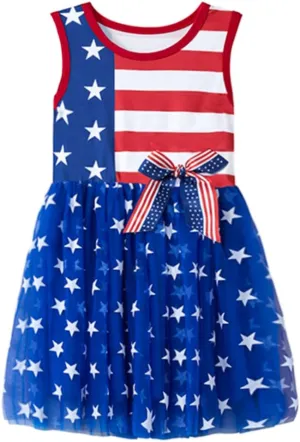 Niyage Little Girls Sleeveless Floral Princess Dress Tulle Tutu Sundress
