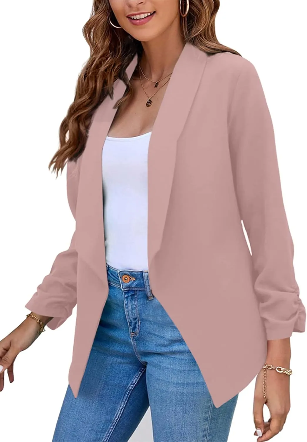 OMZIN Women's Casual Long Sleeve Lapel Blazers Fashion Business Office Work Slim Formal Suit Jackets
