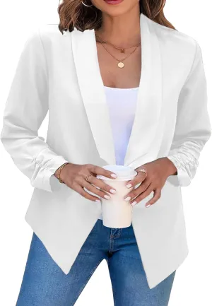 OMZIN Women's Casual Long Sleeve Lapel Blazers Fashion Business Office Work Slim Formal Suit Jackets