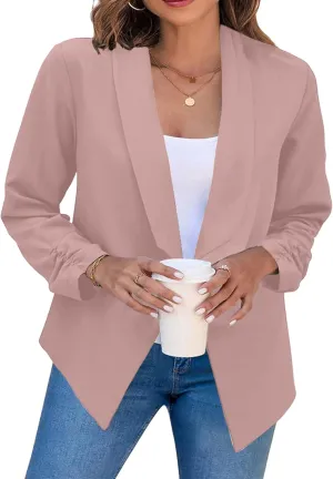 OMZIN Women's Casual Long Sleeve Lapel Blazers Fashion Business Office Work Slim Formal Suit Jackets