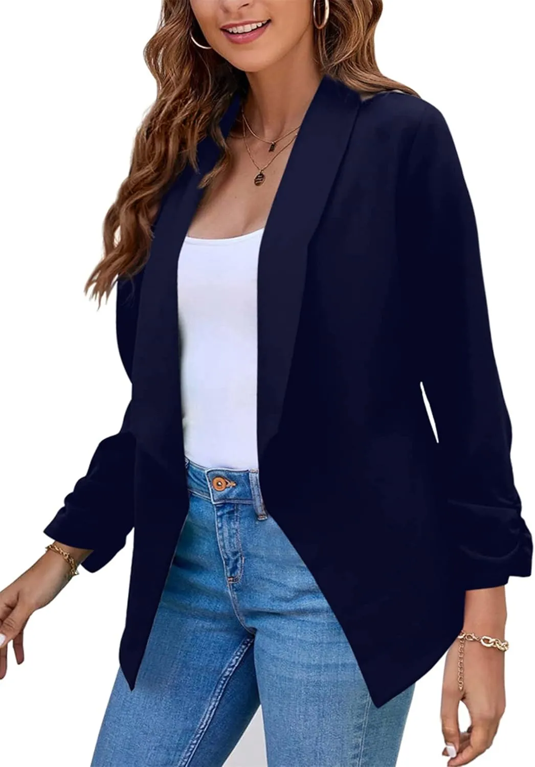 OMZIN Women's Casual Long Sleeve Lapel Blazers Fashion Business Office Work Slim Formal Suit Jackets