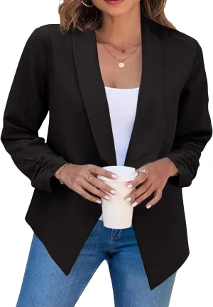 OMZIN Women's Casual Long Sleeve Lapel Blazers Fashion Business Office Work Slim Formal Suit Jackets