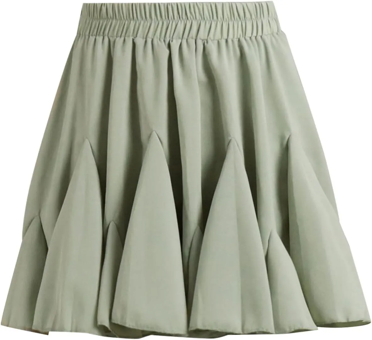 Oplxuo Womens Summer Ruffle Mini Skirts Casual Elastic Waist A-Line Pleated Flowy Swing Tennis Latin Dance Skirt