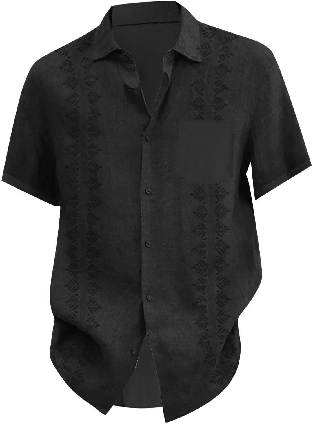 Oversized Shirts for Men Cuban Guayabera Casual Tee Tops Short Sleeve Button Down Summer Beach Vacation Hippie Tshirt