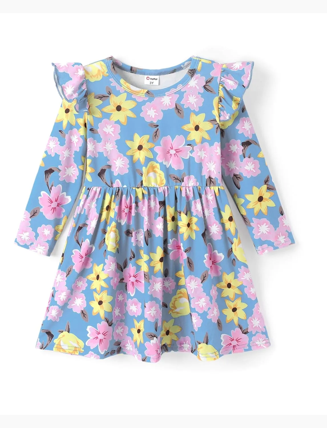 PATPAT Toddlers Girls' Long Sleeve Dress Multi Pack Toddler Fall Winter Spring Colored Dresses Set