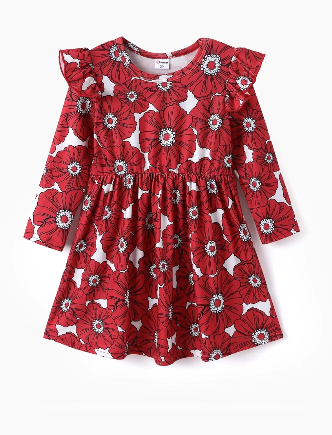 PATPAT Toddlers Girls' Long Sleeve Dress Multi Pack Toddler Fall Winter Spring Colored Dresses Set
