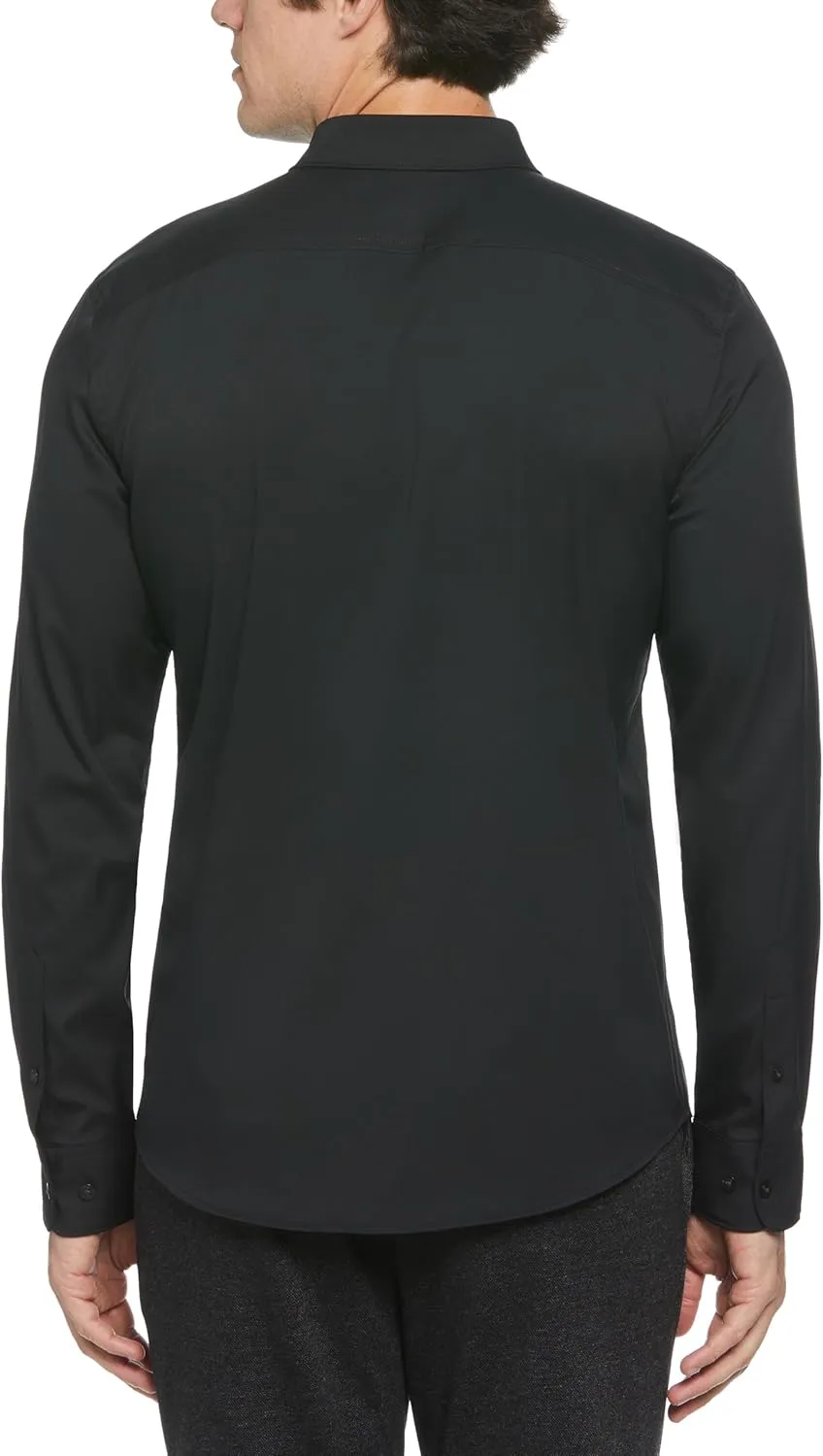Perry Ellis Men's Solid Long Sleeve Dress Shirt, Slim Fit, Point Collar, Lightweight Stretch Fabric