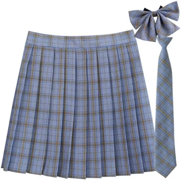 Plaid Pleated Mini Skirts for Women A Line Elastic Skirt High Waisted Stretchy Skirts Trendy Cosplay Skirt