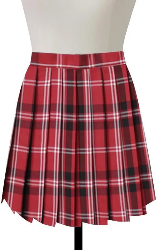 Plaid Pleated Mini Skirts for Women A Line Elastic Skirt High Waisted Stretchy Skirts Trendy Cosplay Skirt
