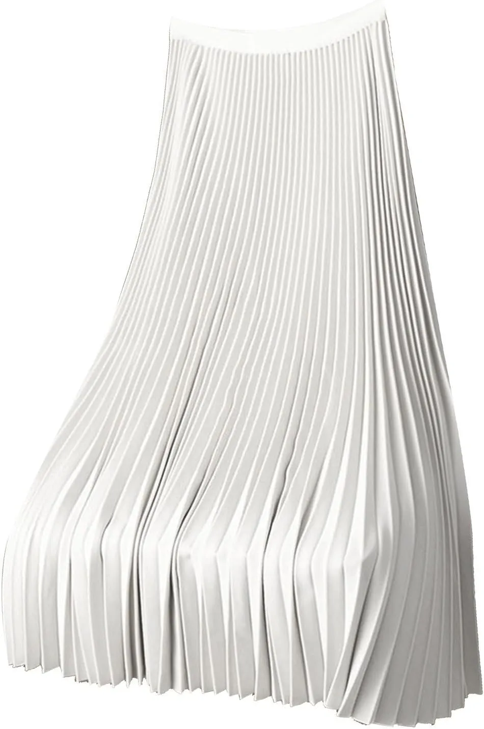 Pleated Maxi Skirts for Women Elegant High Waisted Solid Color Swing A-Line Stain Long Skirt