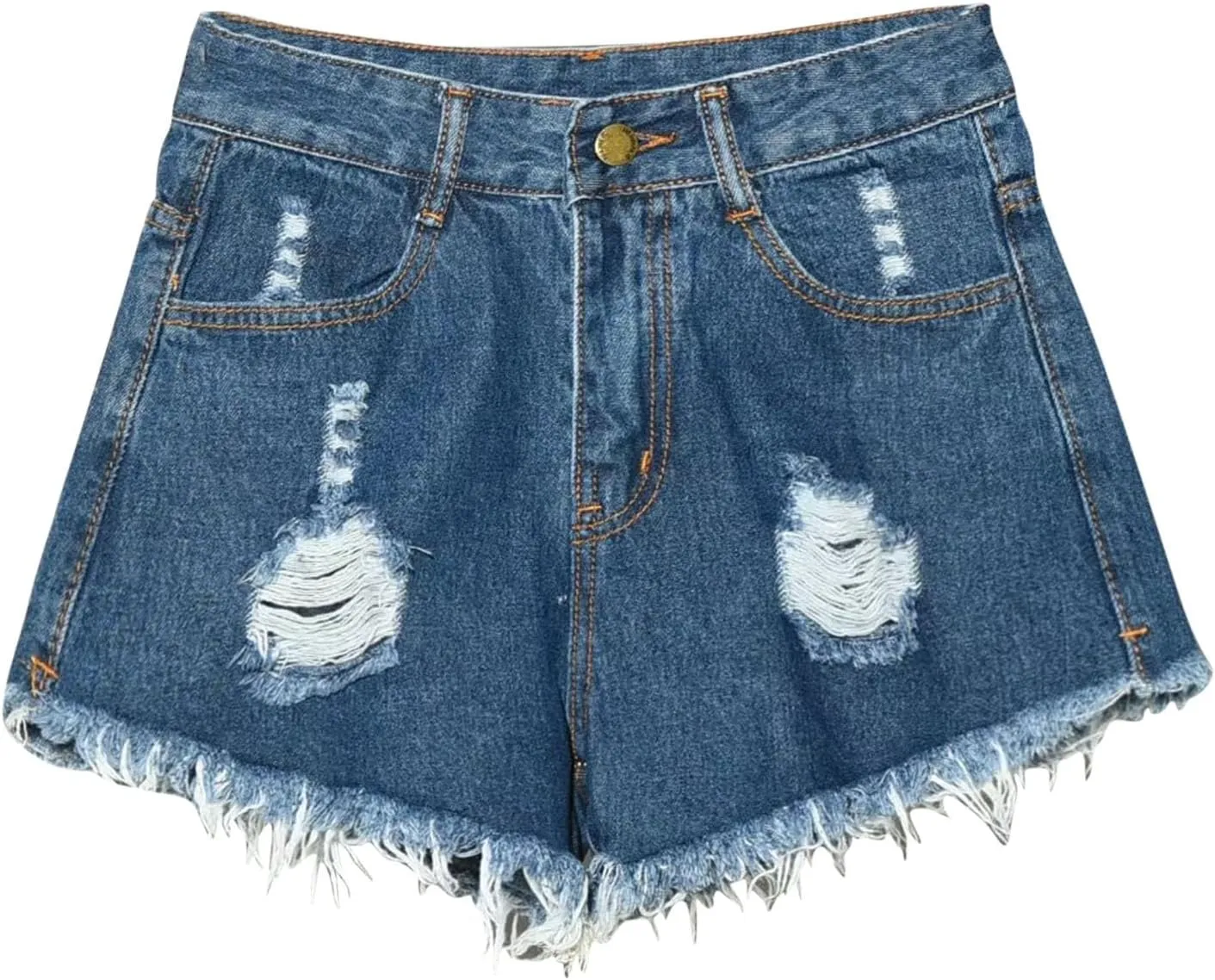 Plus Size Denim Shorts for Women High Waisted Ripped Stretchy Casual Trendy Jean Shorts with Frayed Raw Hem