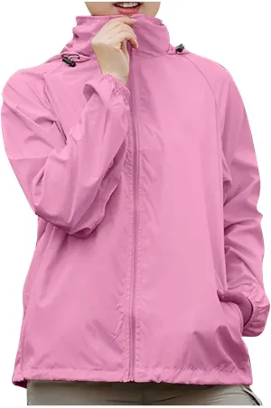 Plus Size Rain Jackets for Women Waterproof Lightweight Windbreaker Jackets Loose Coat Hooded Raincoat with Pockets