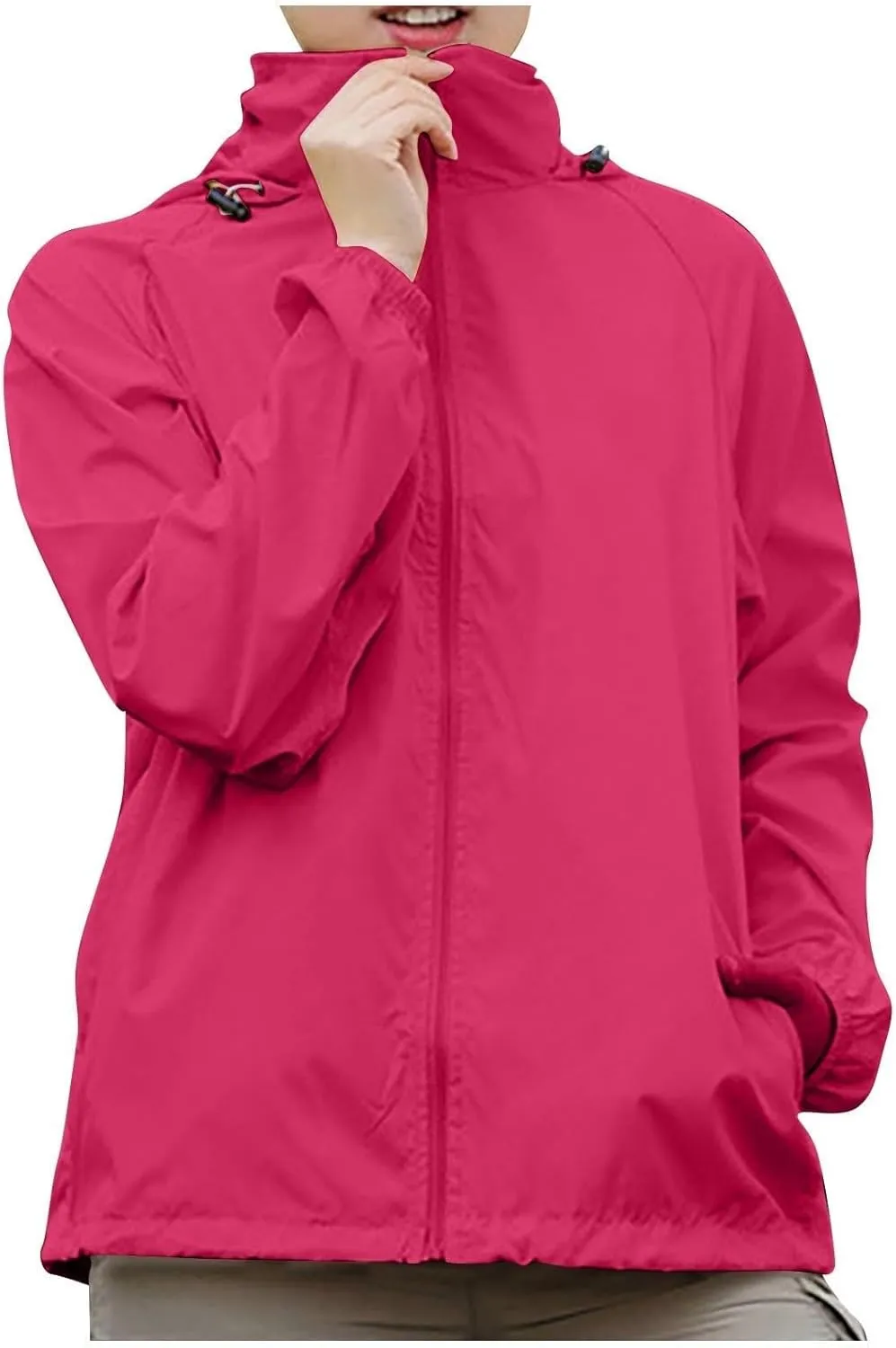 Plus Size Rain Jackets for Women Waterproof Lightweight Windbreaker Jackets Loose Coat Hooded Raincoat with Pockets