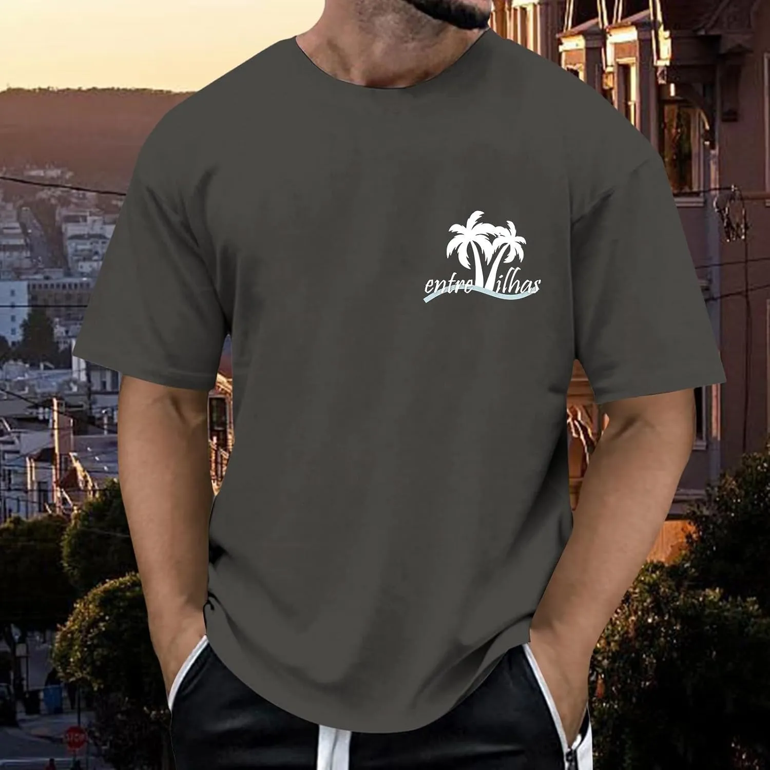 Printed Oversized T Shirt for Men 2025 Hawaiian Beach Holiday Travel T-Shirts Stylish Crewneck Summer Going Out Tops