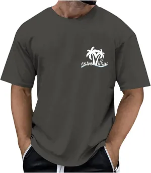 Printed Oversized T Shirt for Men 2025 Hawaiian Beach Holiday Travel T-Shirts Stylish Crewneck Summer Going Out Tops