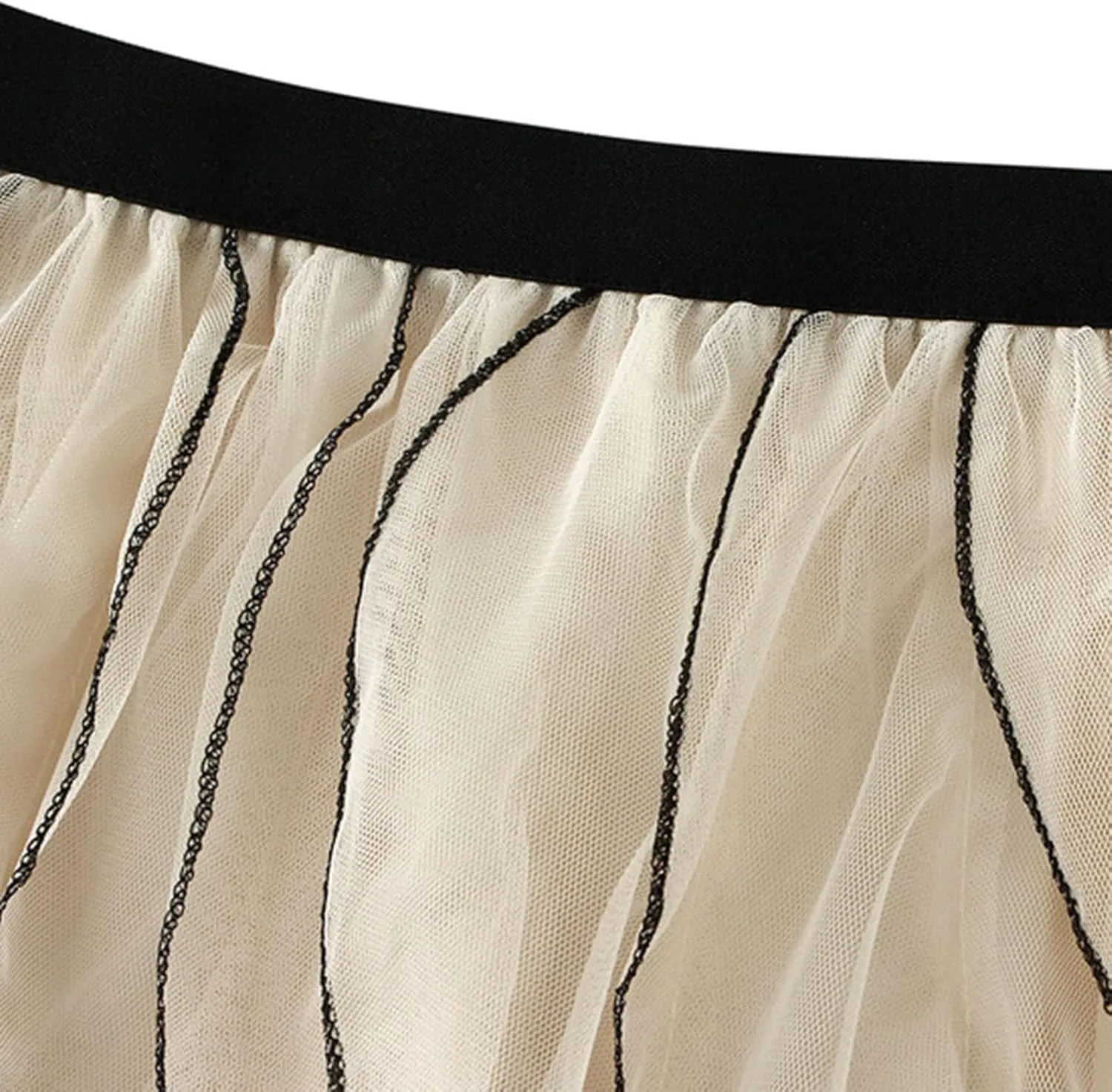 Ruffle Skirts for Women 2025 Summer Elastic Waisted Patchwork Swing A-Line Tiered Tulle Skirt