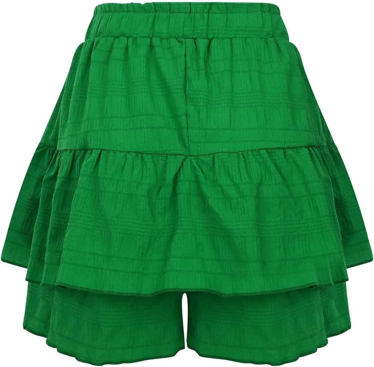 Ruffled Ruched Skorts for Women High Waisted Tiered Mini Skort 2025 Summer Boho Casual Beach Comfy Shorts Skirt