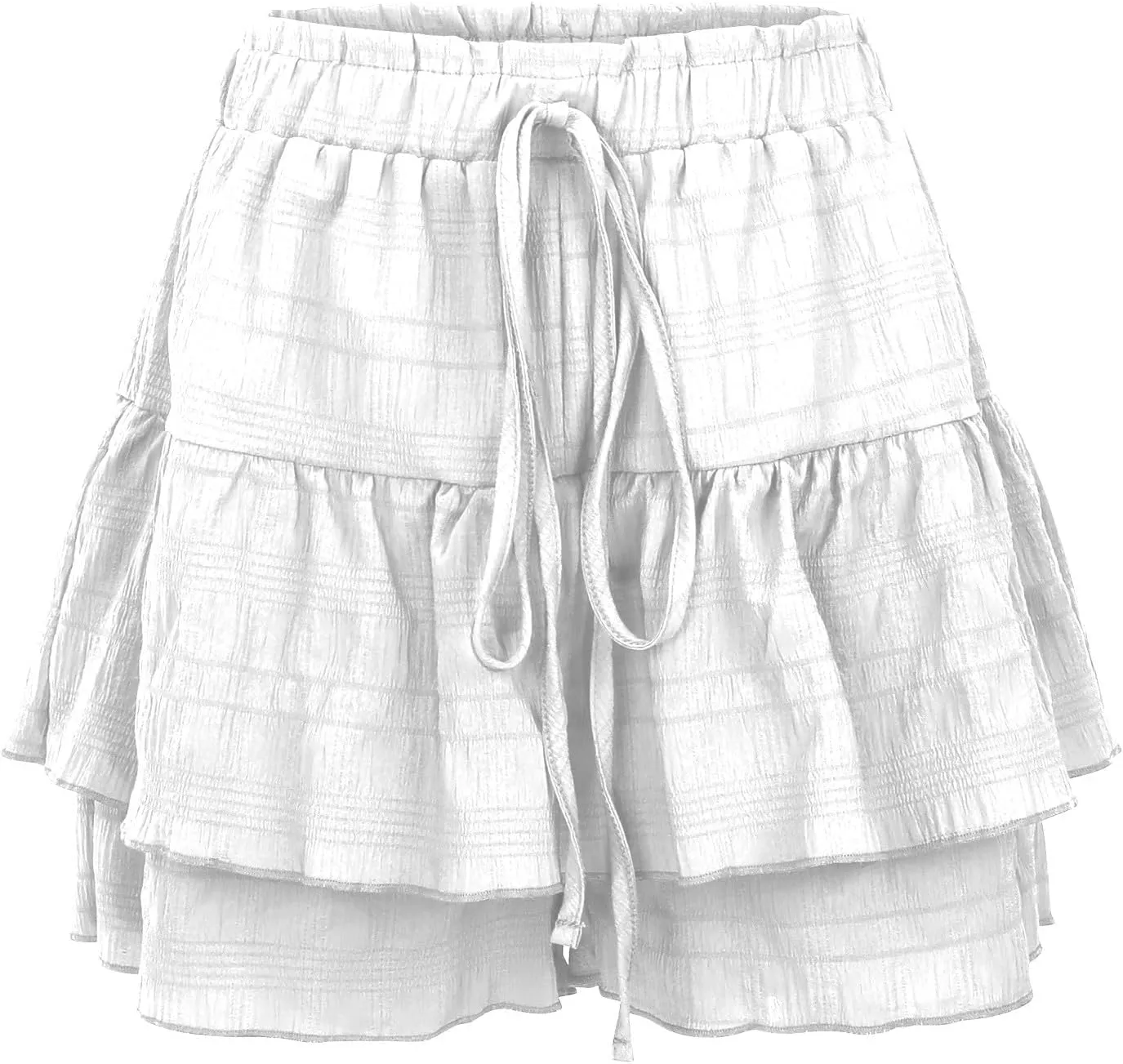 Ruffled Ruched Skorts for Women High Waisted Tiered Mini Skort 2025 Summer Boho Casual Beach Comfy Shorts Skirt