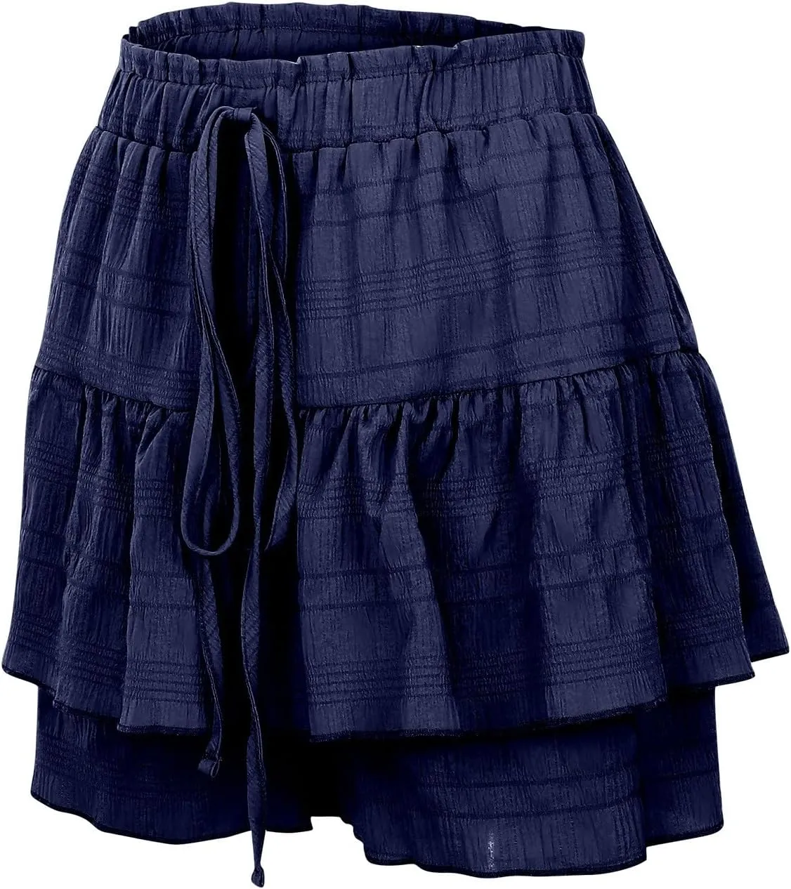 Ruffled Ruched Skorts for Women High Waisted Tiered Mini Skort 2025 Summer Boho Casual Beach Comfy Shorts Skirt