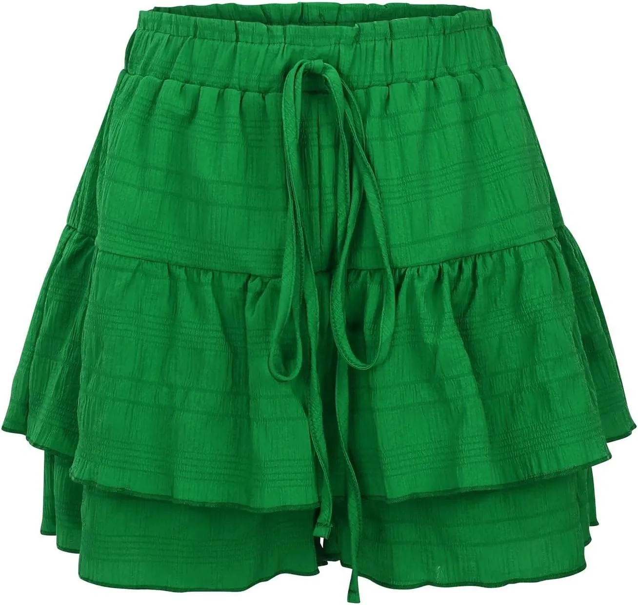 Ruffled Ruched Skorts for Women High Waisted Tiered Mini Skort 2025 Summer Boho Casual Beach Comfy Shorts Skirt