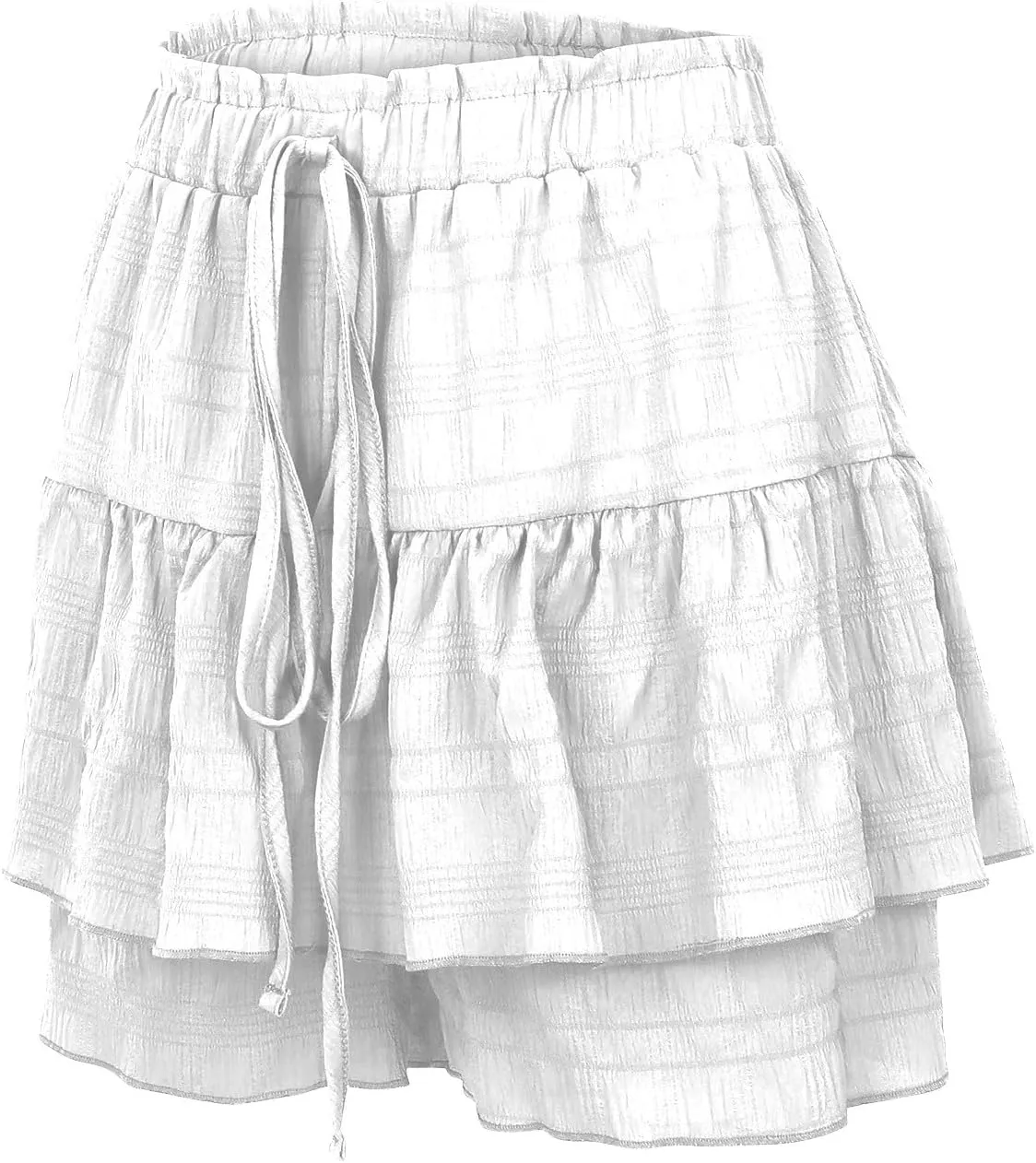 Ruffled Ruched Skorts for Women High Waisted Tiered Mini Skort 2025 Summer Boho Casual Beach Comfy Shorts Skirt