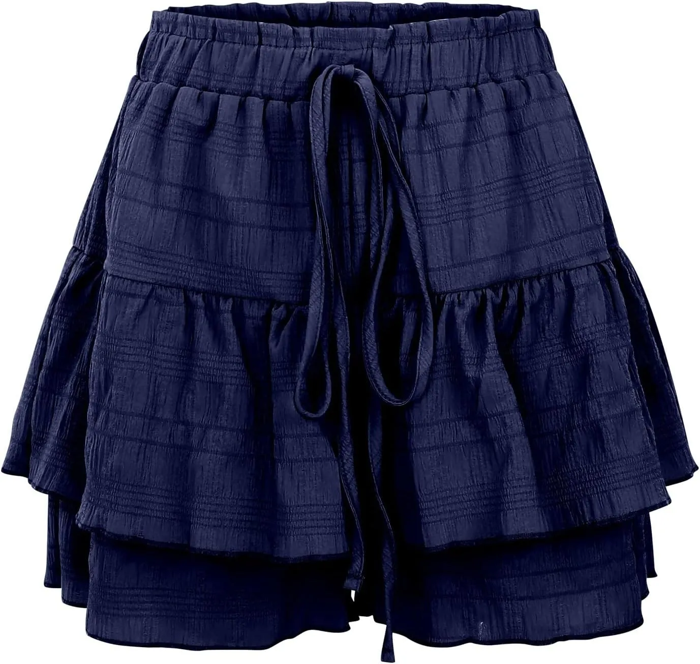 Ruffled Ruched Skorts for Women High Waisted Tiered Mini Skort 2025 Summer Boho Casual Beach Comfy Shorts Skirt