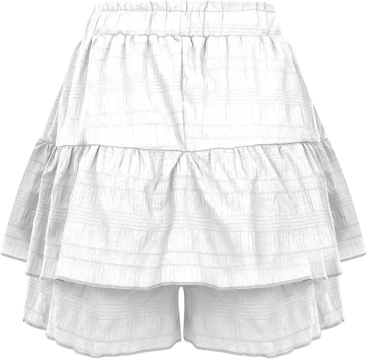 Ruffled Ruched Skorts for Women High Waisted Tiered Mini Skort 2025 Summer Boho Casual Beach Comfy Shorts Skirt
