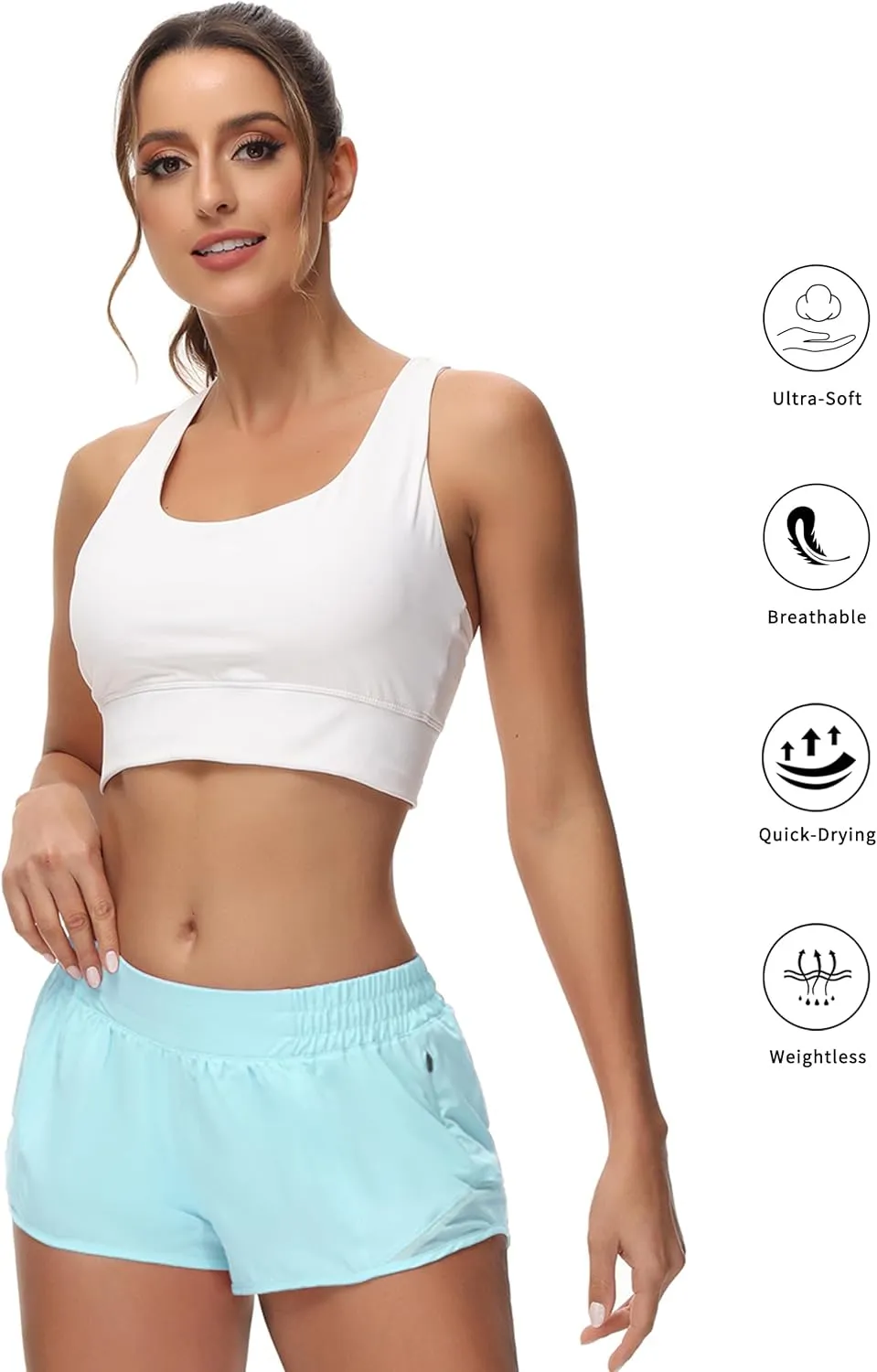 Running Shorts for Women Athletic Shorts Quick-Dry Gym with Zipper Pockets Workout Sports Shorts