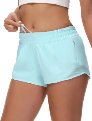 Running Shorts for Women Athletic Shorts Quick-Dry Gym with Zipper Pockets Workout Sports Shorts